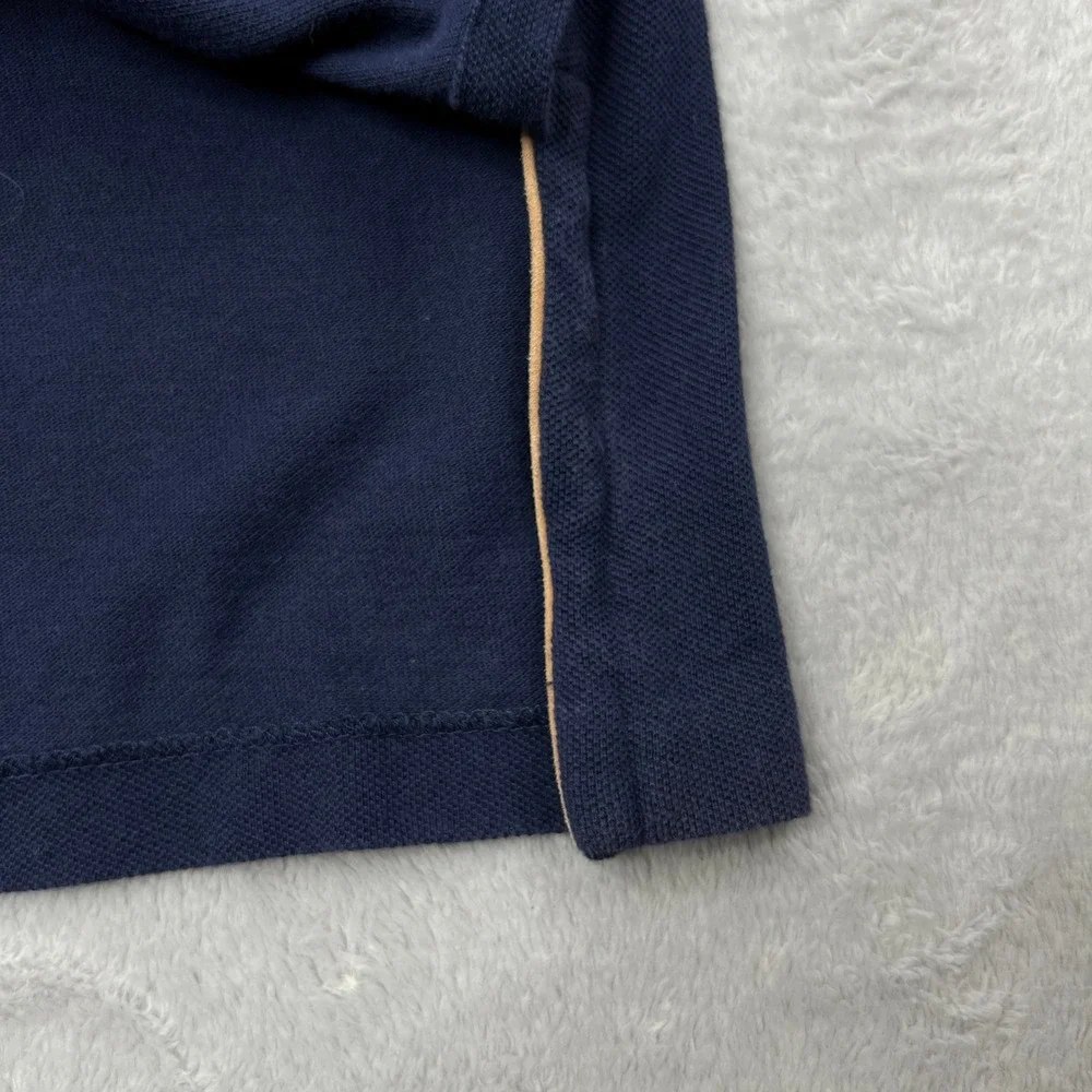 Polo Ralph Lauren‎ Classic Pique Polo Shirt Size L Navy Blue Preppy Suede Trim